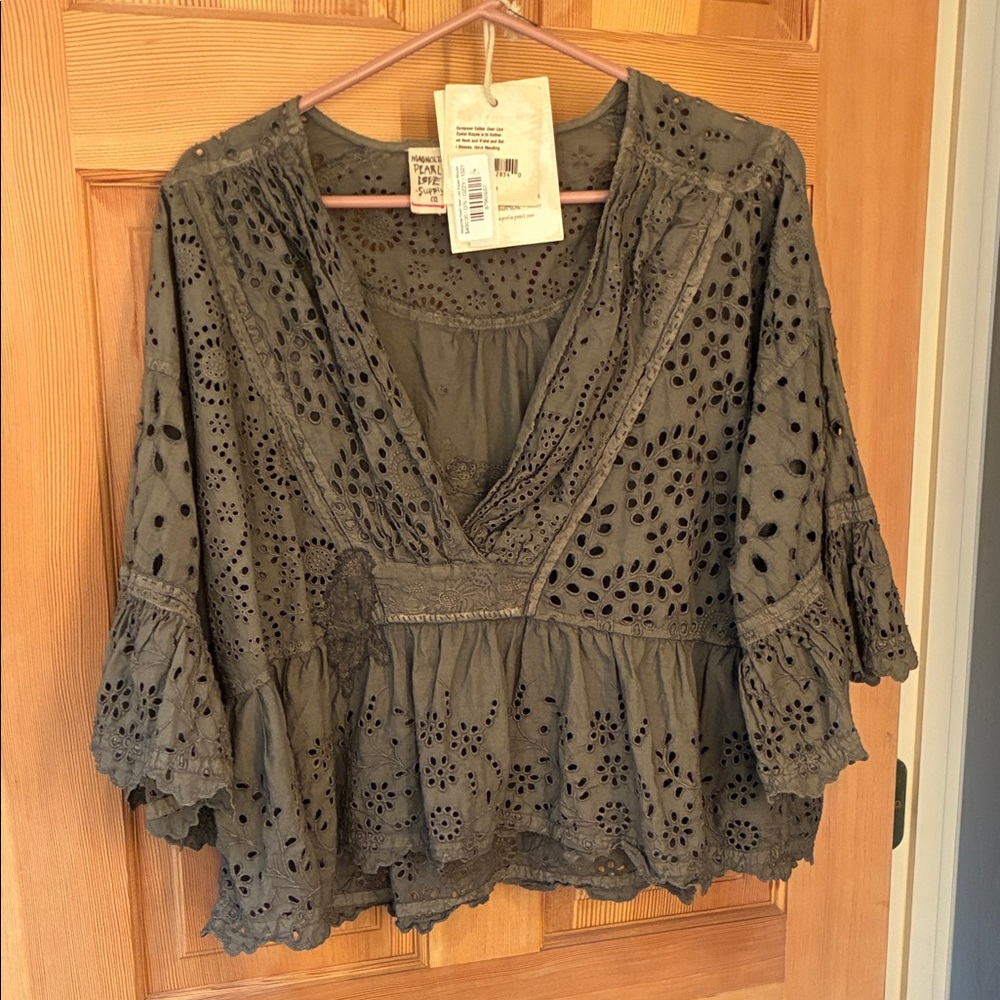 Magnolia Pearl Charcoal Eyelet Blouse Dear Liza